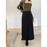 Casual Full Length Side Pocket Loose Skirts With Belt